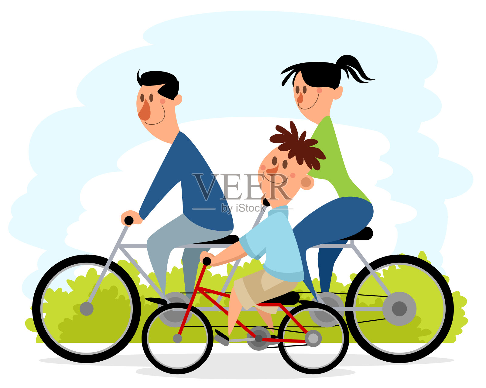 全家骑自行车出游设计元素图片