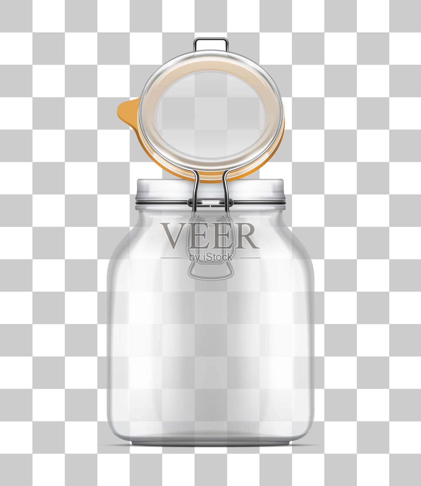矢量开包玻璃罐摆动顶盖隔离透明背景插画图片素材