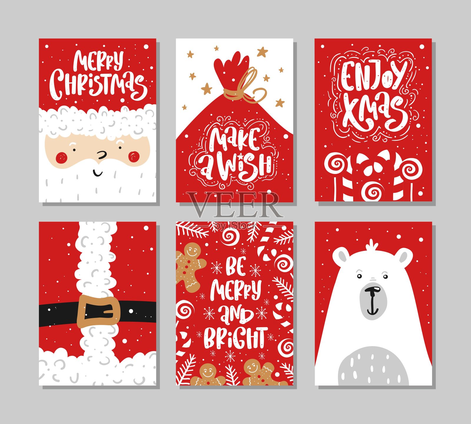 矢量圣诞快乐和新年快乐贺卡与书法。手绘设计元素。手写的现代刻字。设计模板素材
