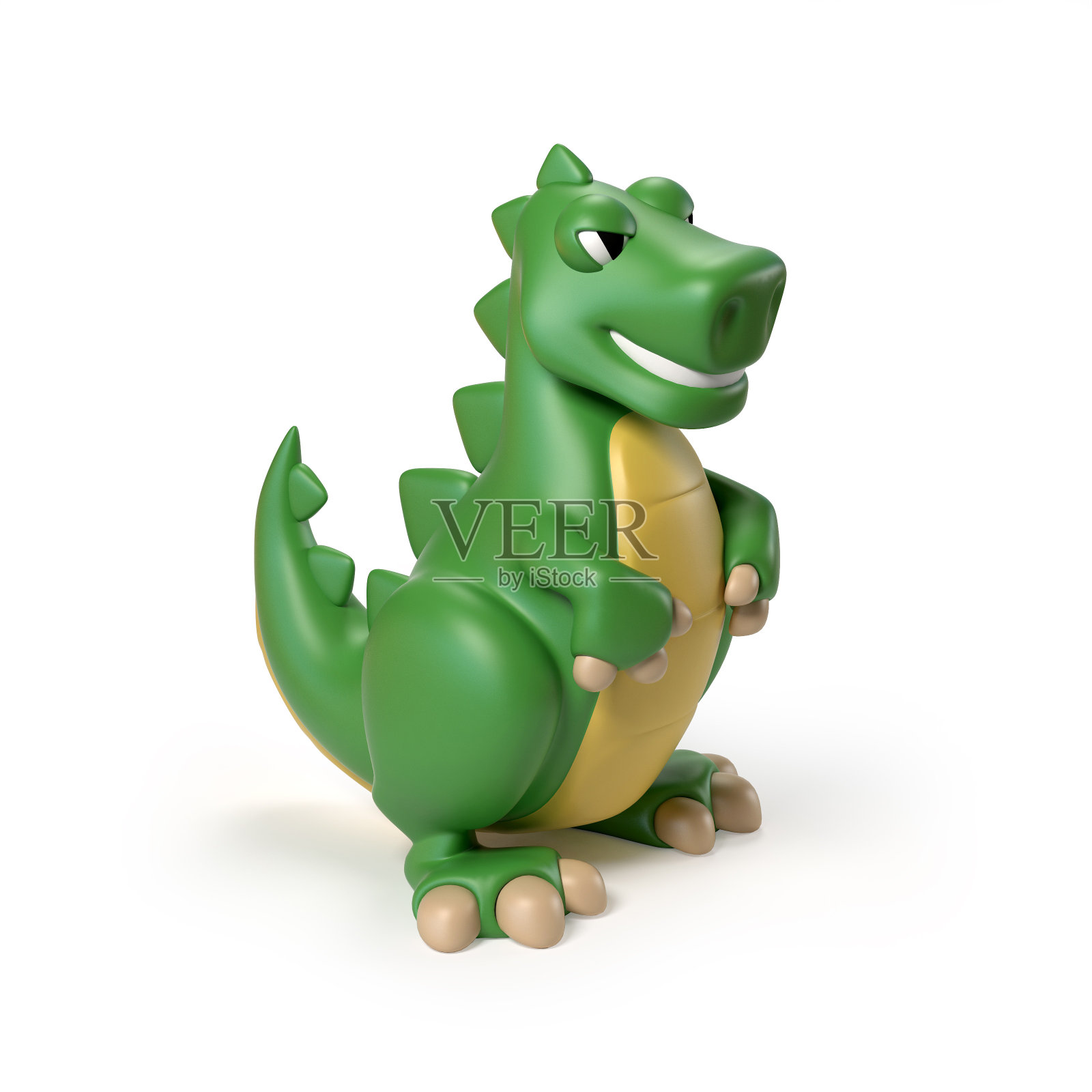 绿色的霸王龙恐龙玩具3d渲染孤立的插图在白色的背景照片摄影图片