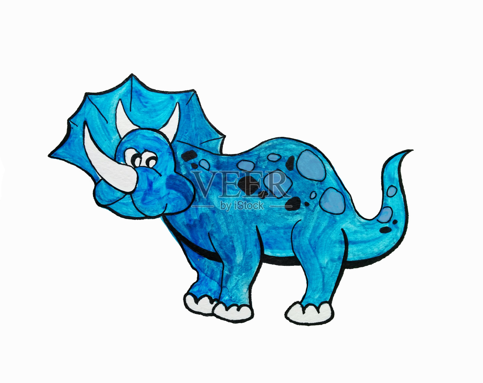 可爱的运动恐龙，手绘水彩插图设计元素图片