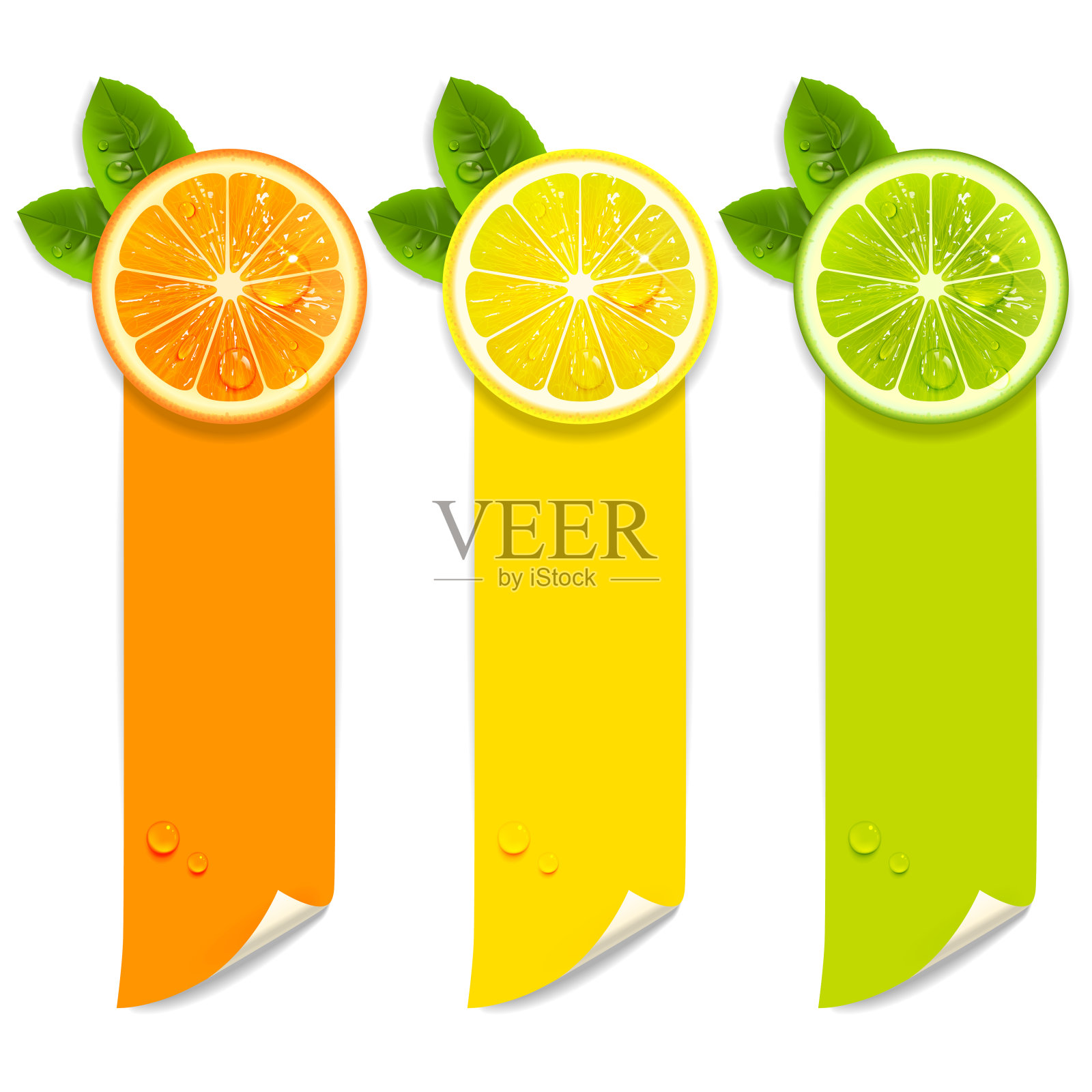 橙色，柠檬和酸橙的横幅插画图片素材