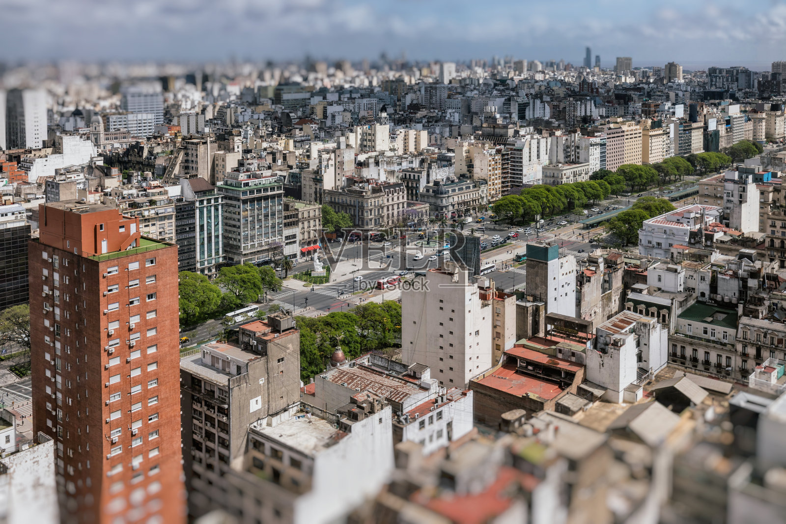 鸟瞰图阿根廷布宜诺斯艾利斯市中心区Av. 9 de Julio照片摄影图片