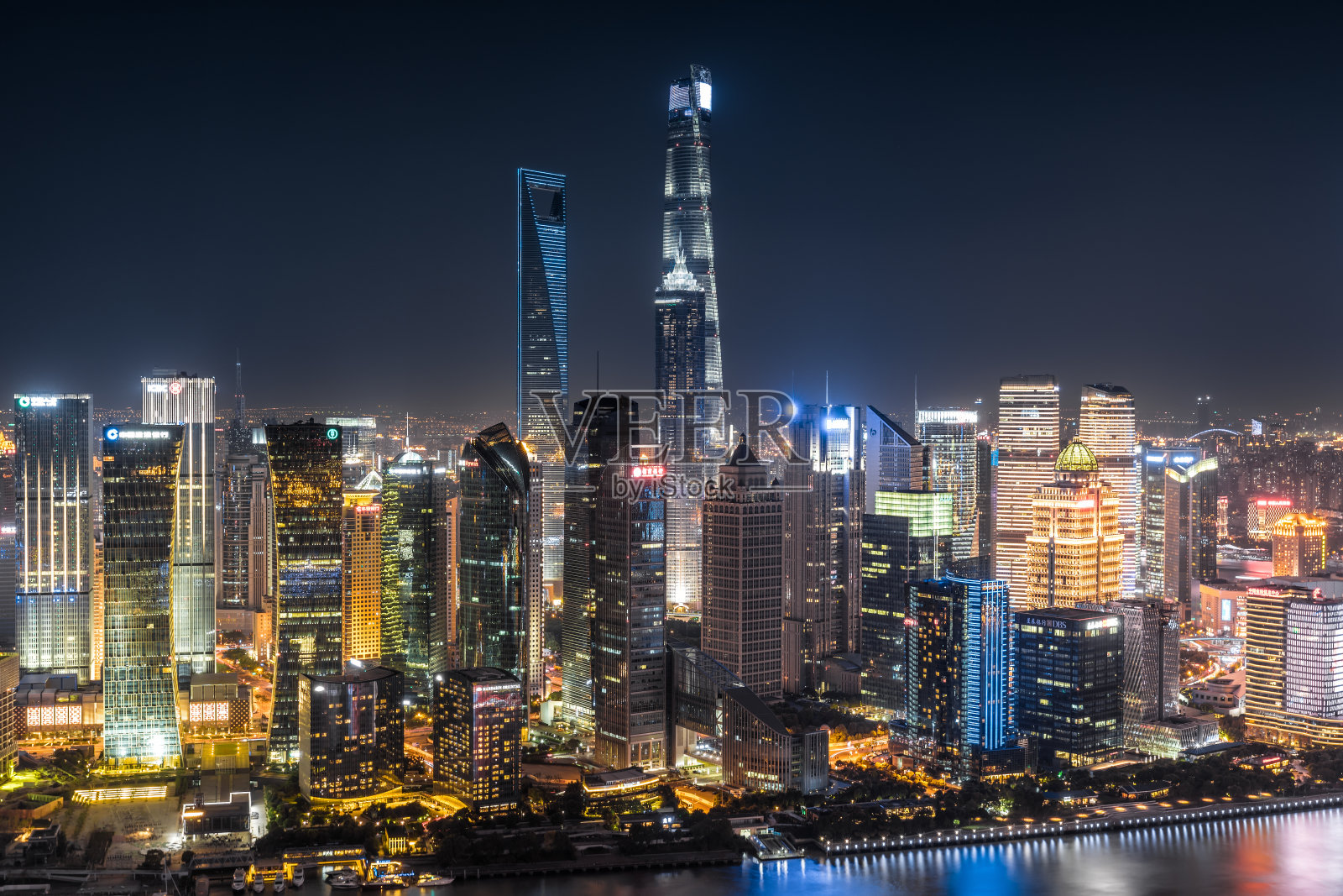 上海夜景鸟瞰图照片摄影图片