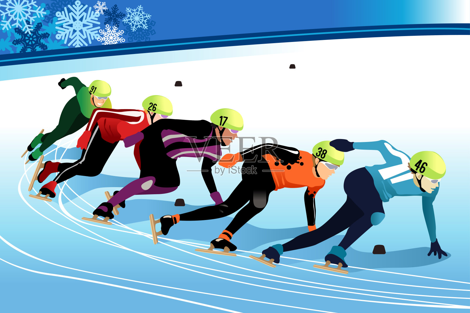 速度滑冰运动员比赛插图插画图片素材