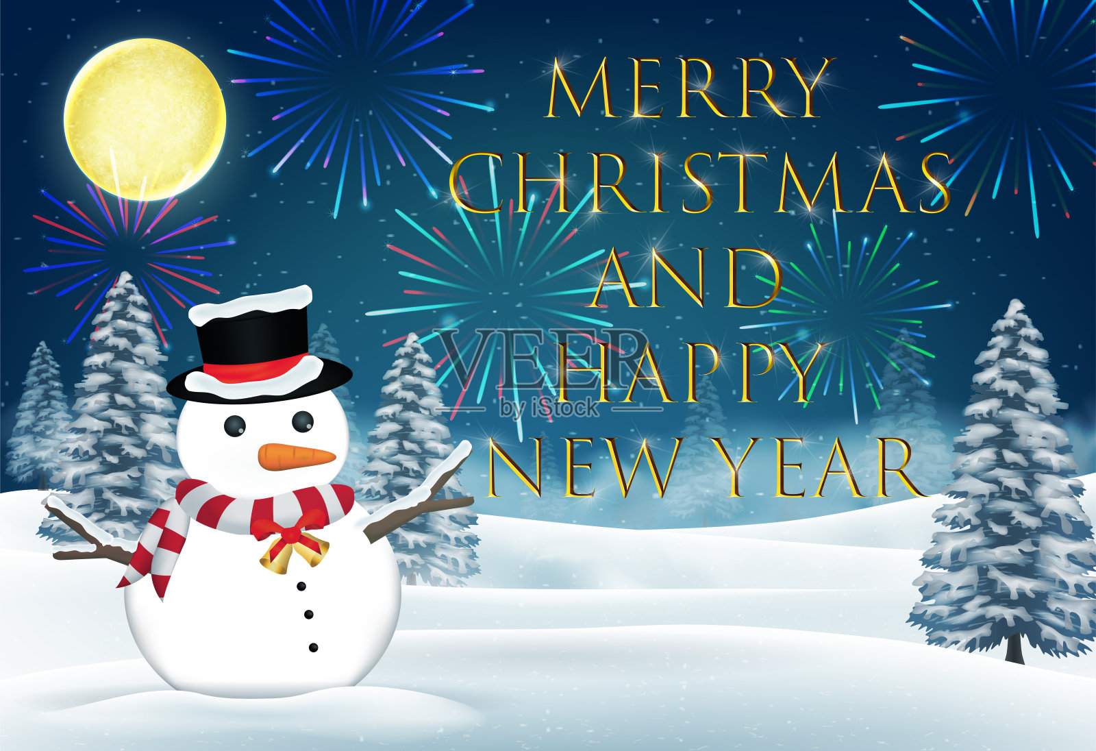 雪人冬季圣诞节和新年庆祝活动插画图片素材