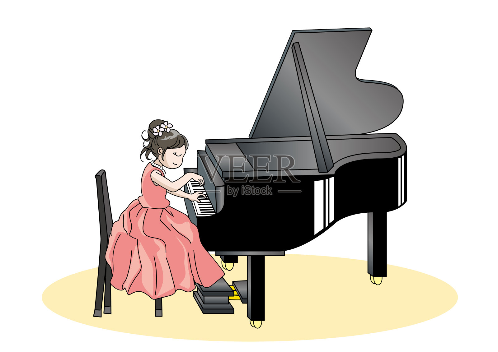 钢琴独奏会的形象插画图片素材