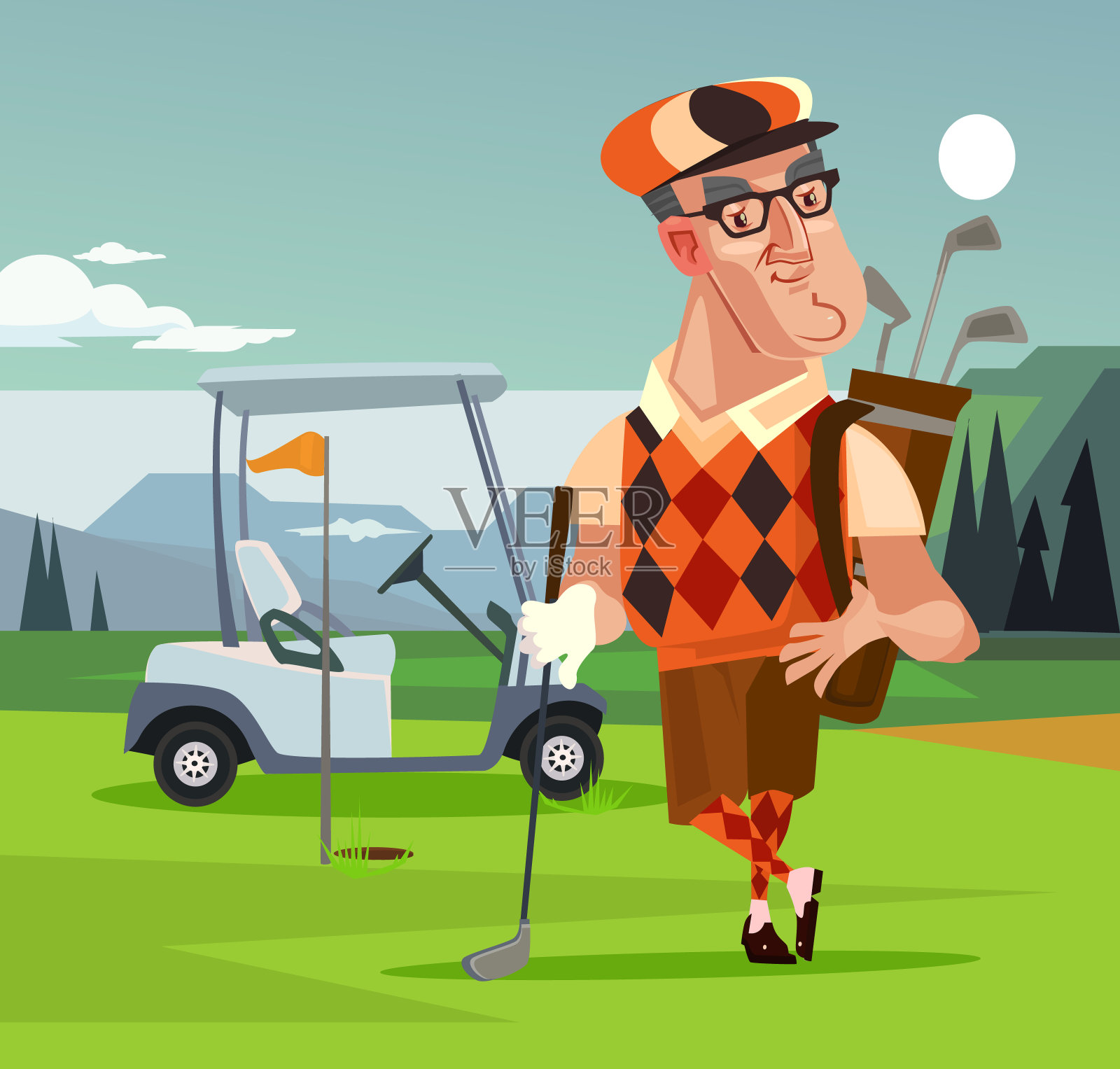 高尔夫球手的性格插画图片素材