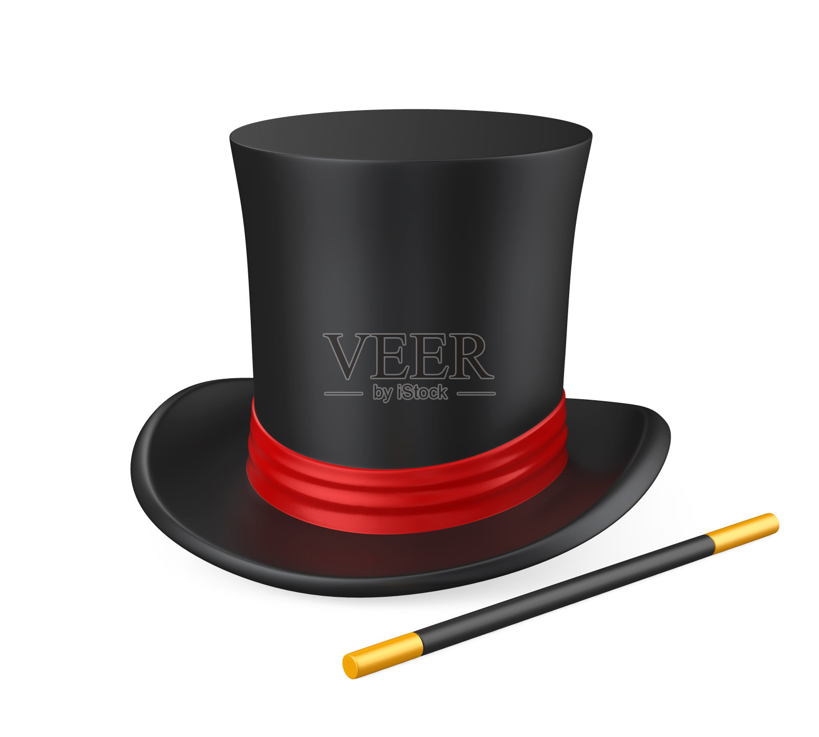 魔术师帽和魔术棒隔离设计元素图片