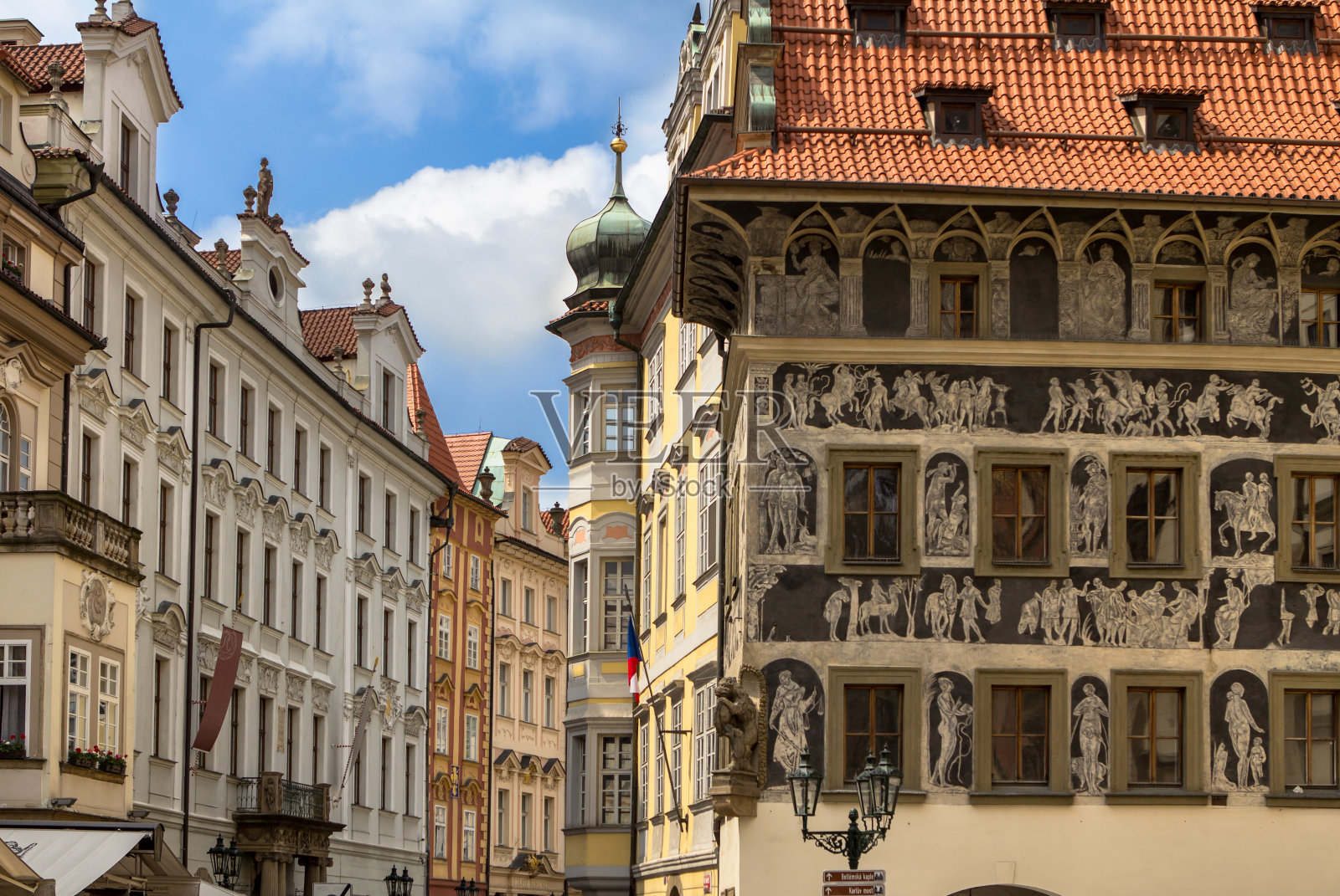 捷克共和国布拉格古城的历史建筑照片摄影图片
