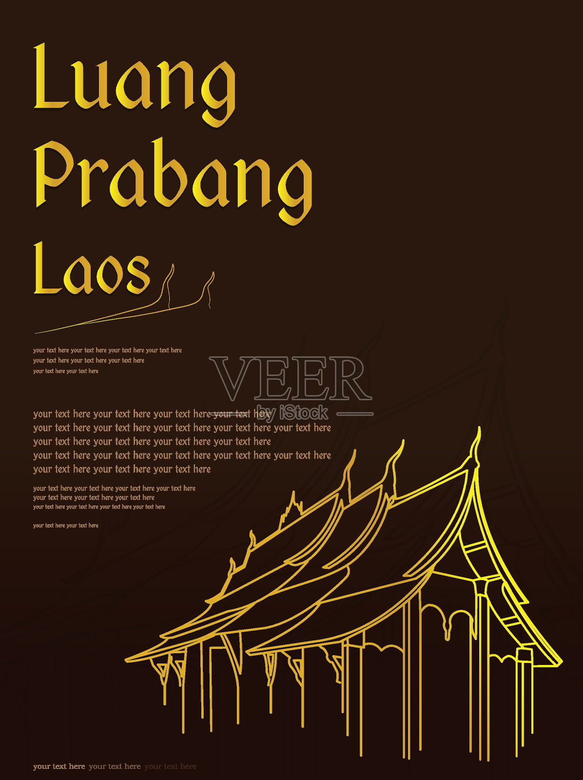 老挝琅勃拉邦，仙通寺插画图片素材