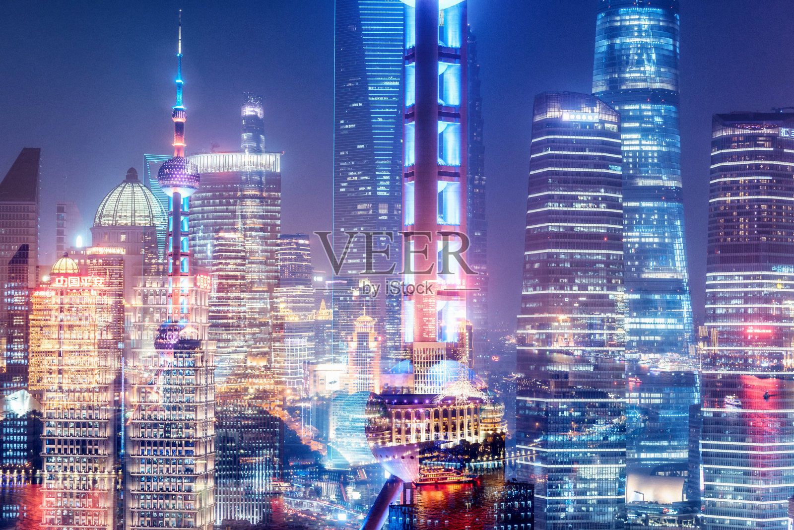 上海天际线双重曝光照片摄影图片
