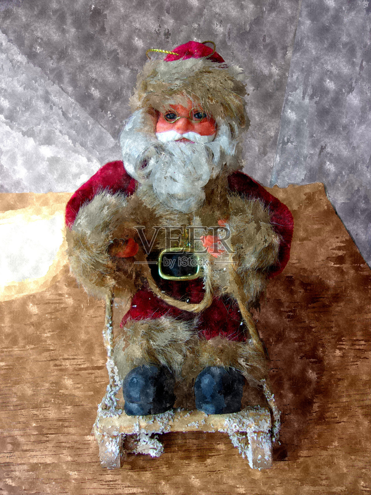 雪橇上的圣诞老人照片摄影图片