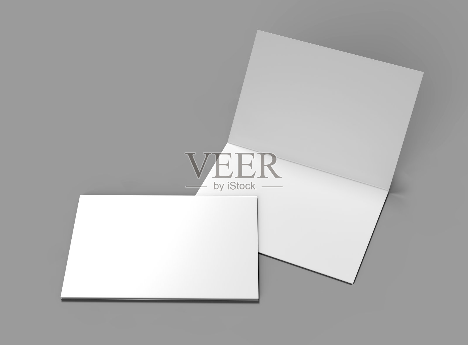 半折叠水平宣传册空白白色模板模拟和演示设计。3 d演示。照片摄影图片