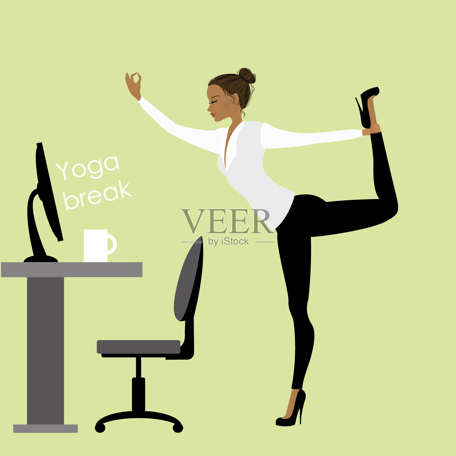 瑜伽姿势的女商人插画图片素材