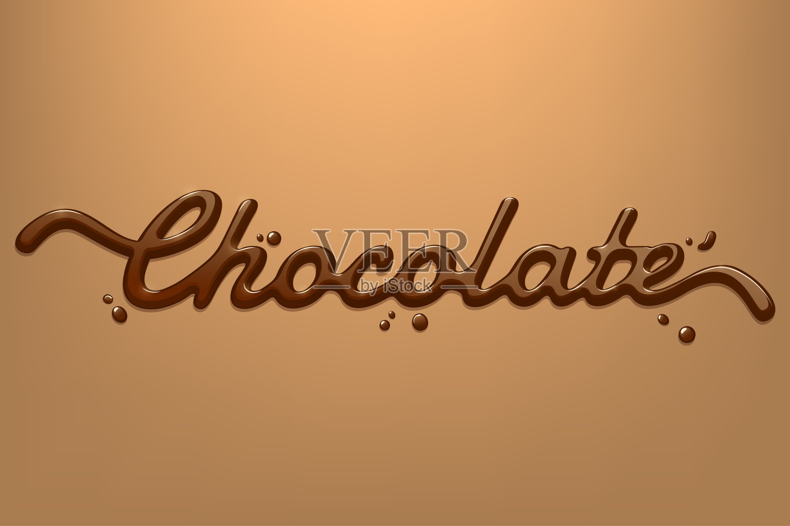 巧克力手工绘制的文字孤立在深奶油色的背景。矢量设计元素为广告，包装，海报，菜单。每股收益10。插画图片素材