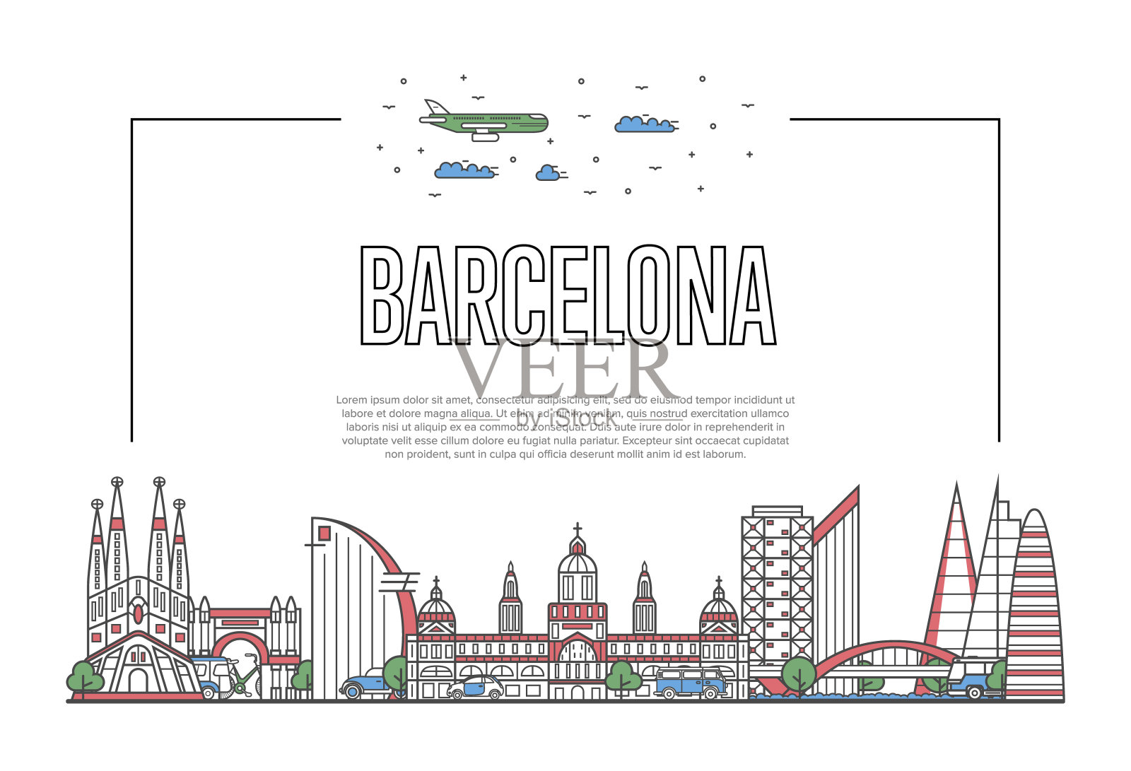 旅游海报在线性风格插画图片素材