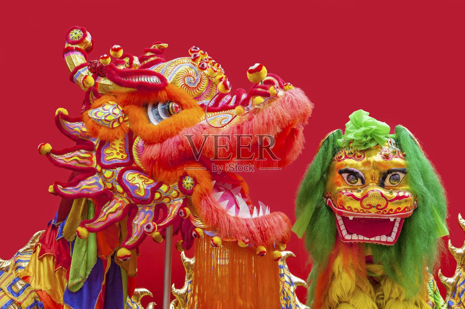 中国新年的舞狮服装照片摄影图片