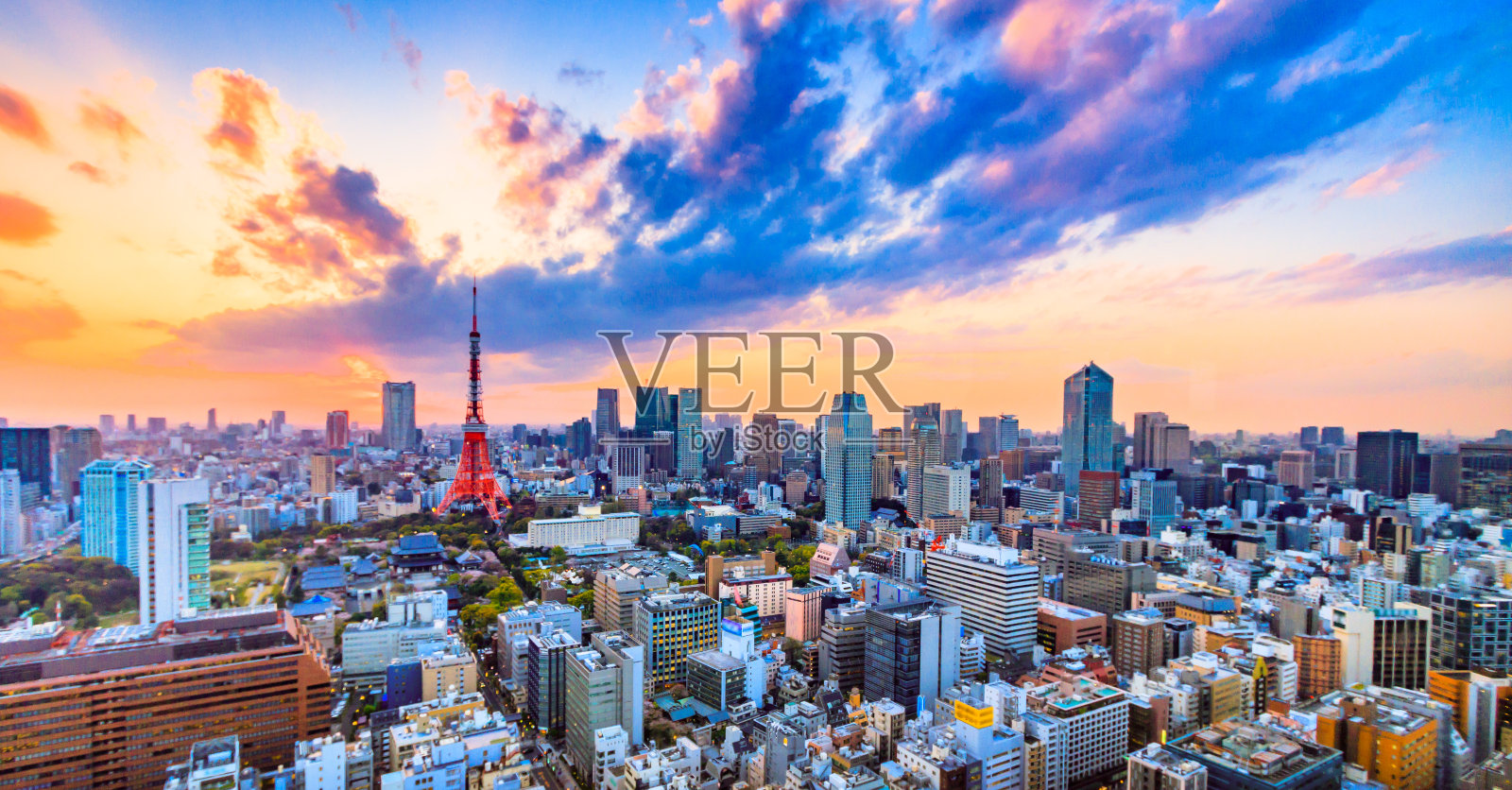 东京，日本东京塔的天际线照片摄影图片