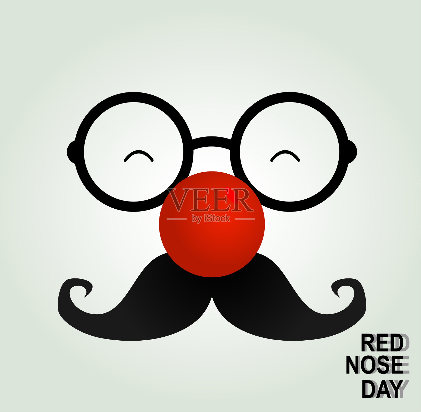 小丑眼镜和红鼻子。插画图片素材