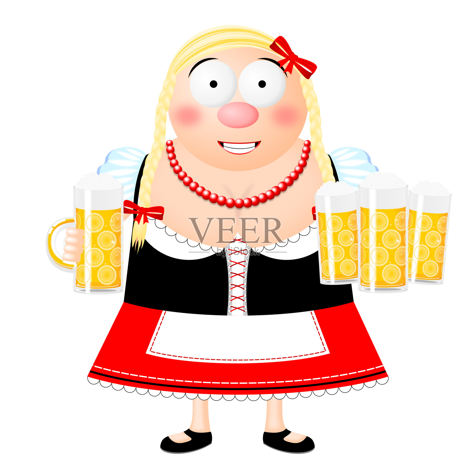 慕尼黑啤酒节插图——服务员拿着啤酒设计元素图片