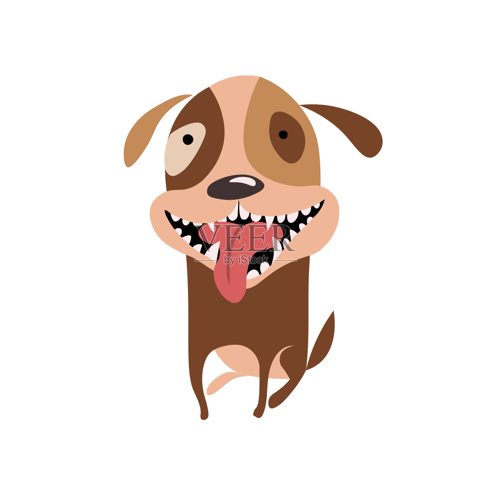有趣的微笑小狗图标。快乐的卡通狗。插画图片素材
