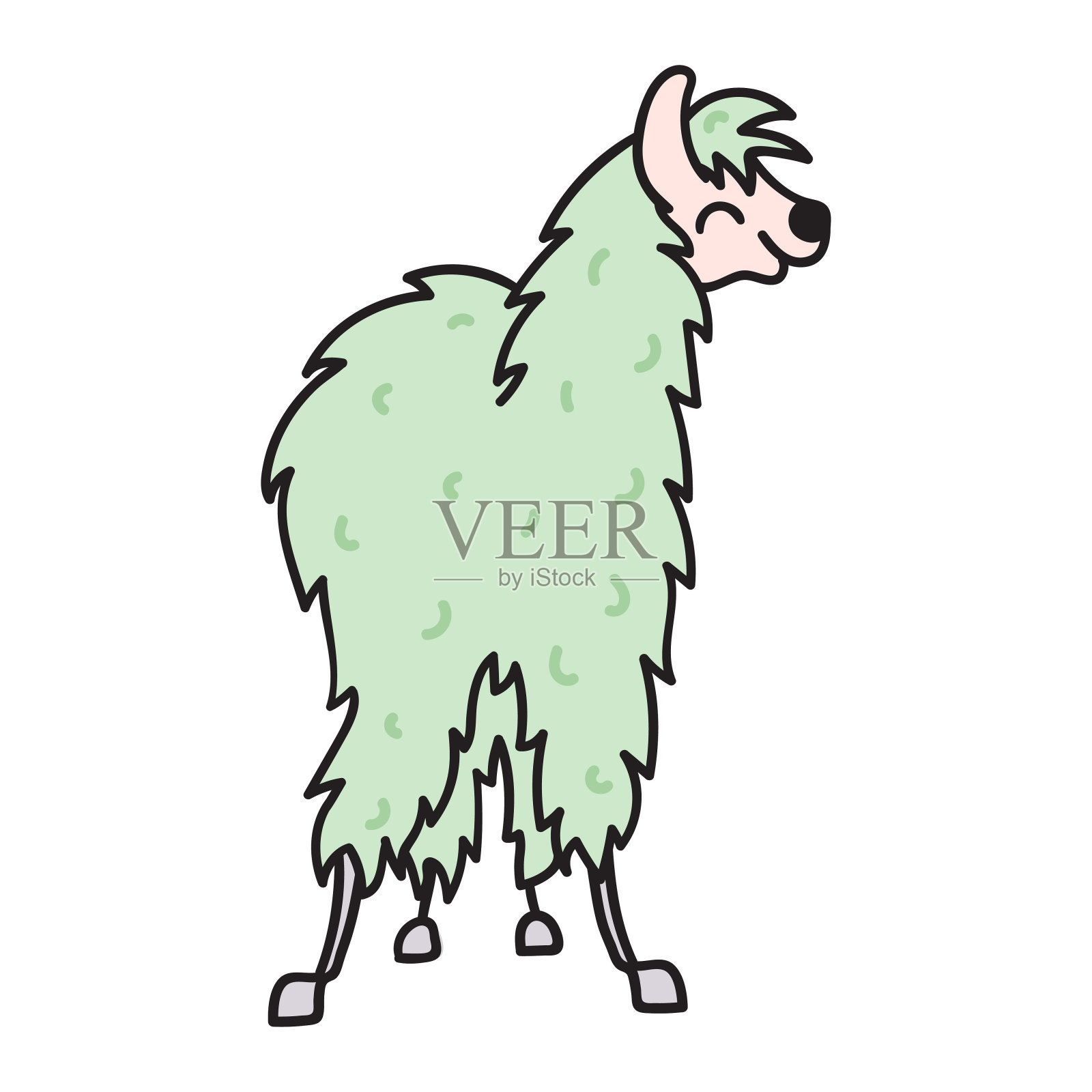 手绘秘鲁动物，羊驼，小羊驼。设计元素图片