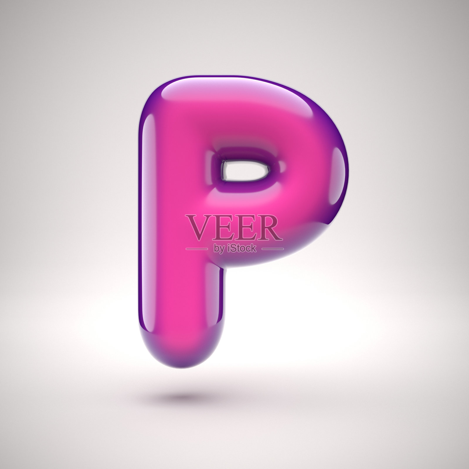 圆形粉色光滑字体3d渲染字母P设计元素图片