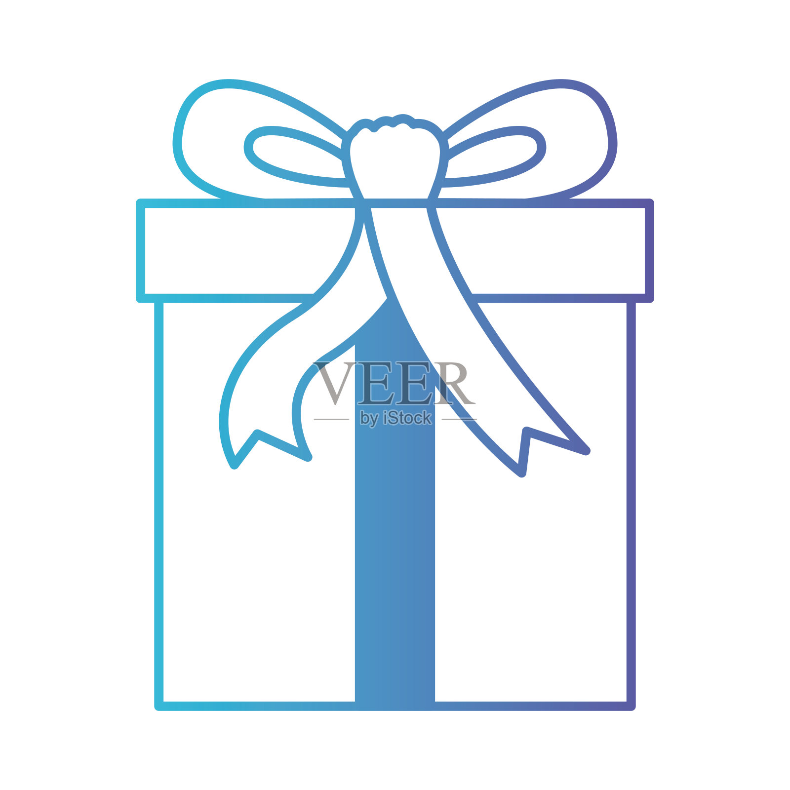 礼盒图标与装饰丝带在退化蓝色到紫色的颜色轮廓设计元素图片