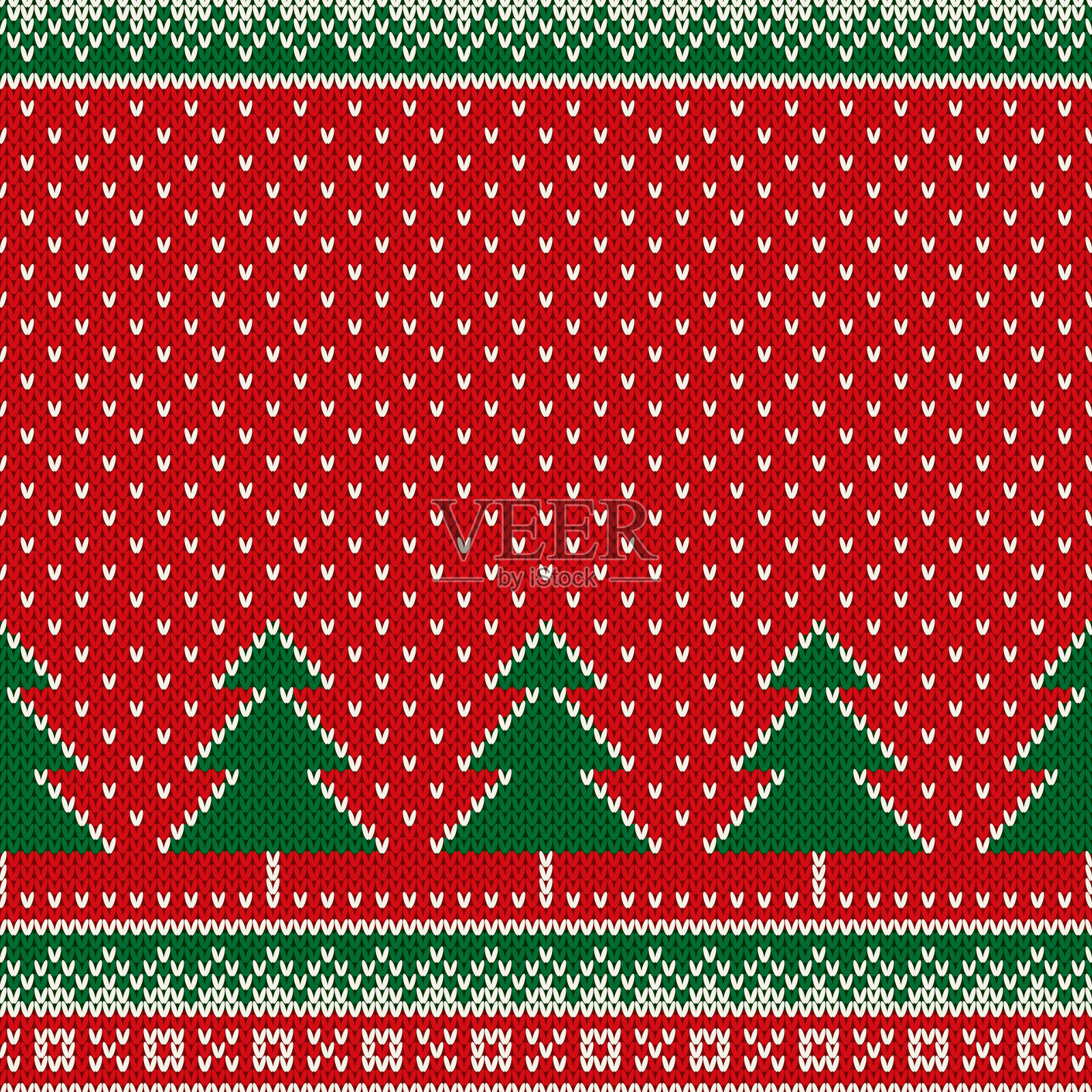圣诞树冬季无缝针织图案。针织毛衣图案设计或十字绣方案插画图片素材
