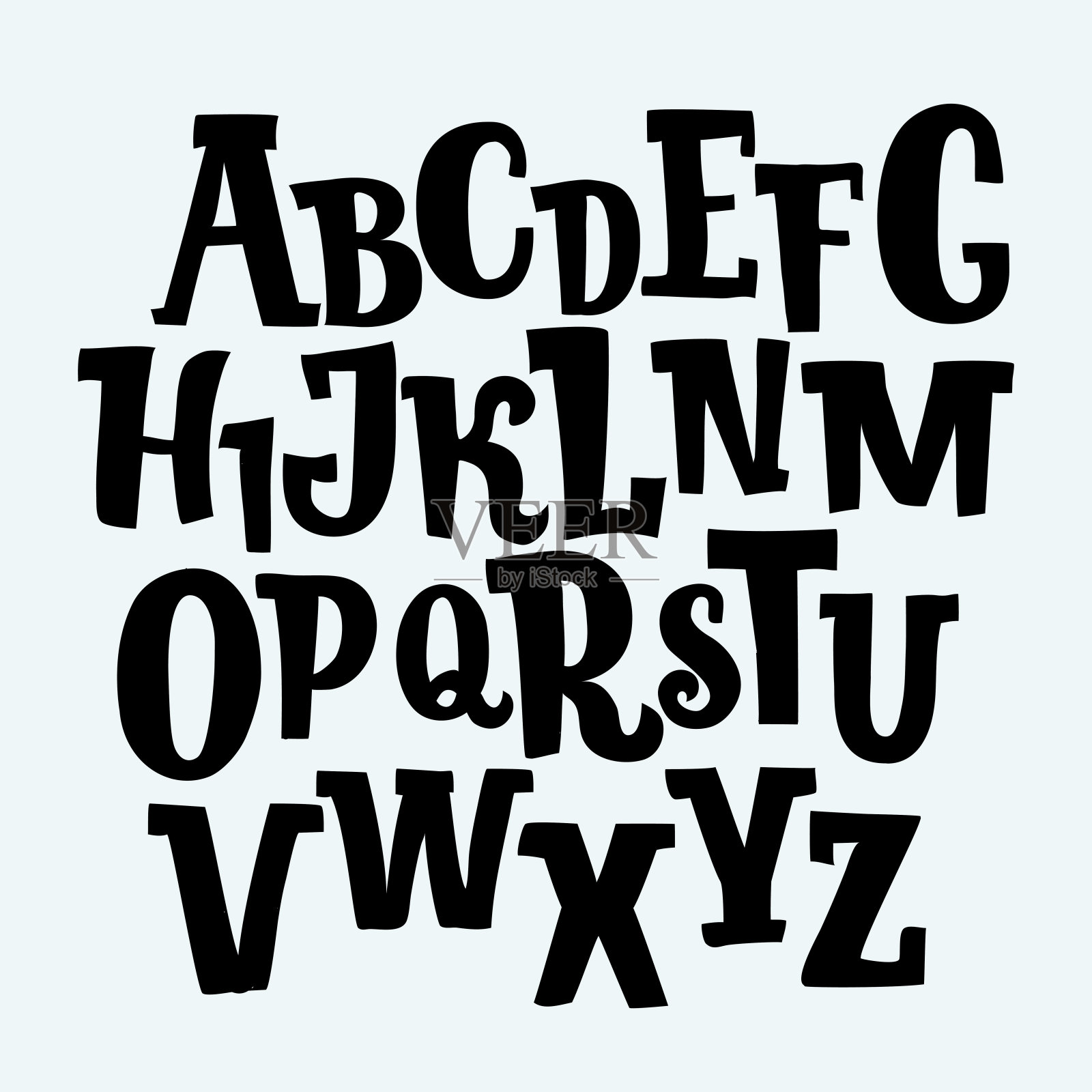手绘装饰复古纹理矢量ABC字母。对你的设计来说字体不错。设计元素图片
