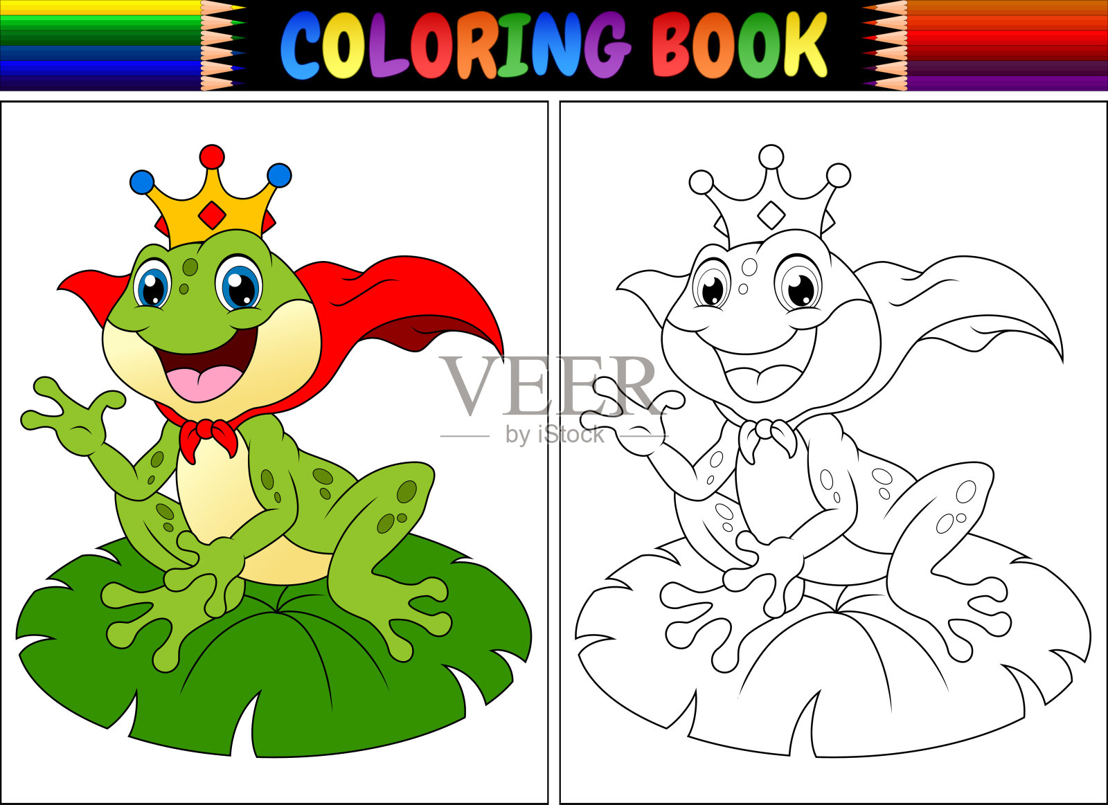 图画书国王青蛙卡通设计元素图片