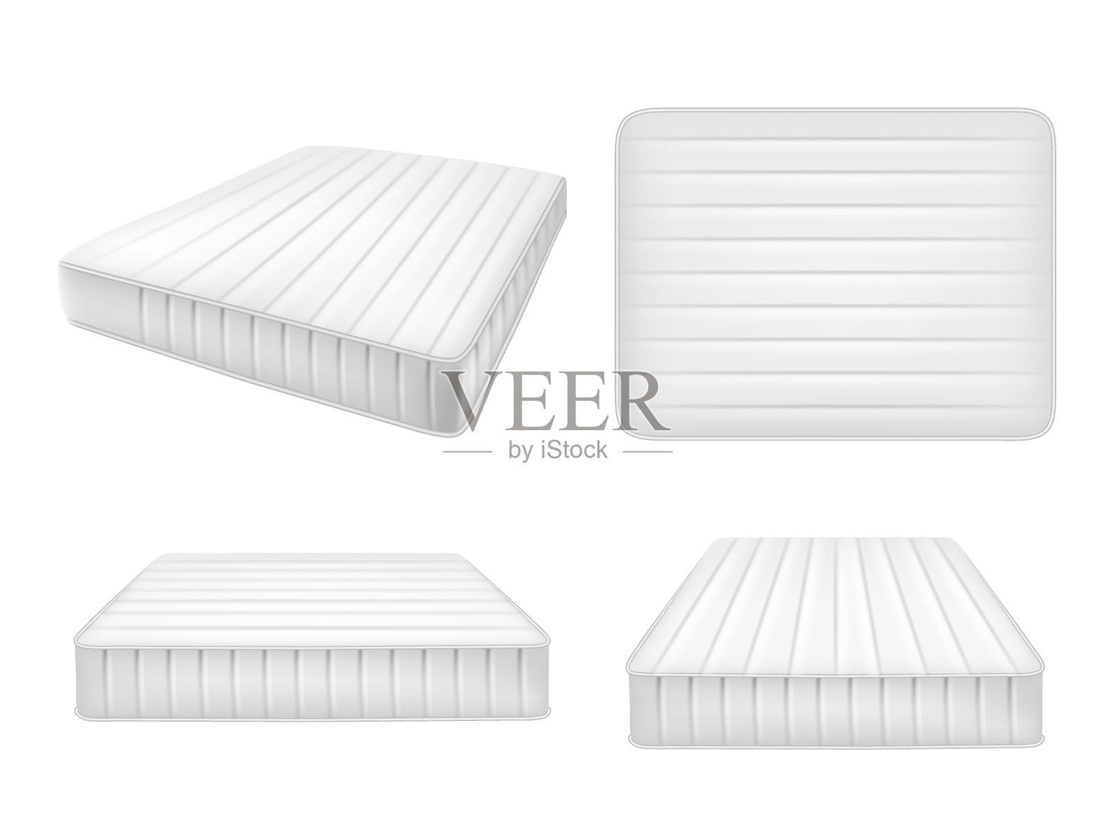 白色的床垫设置，向量现实插图设计元素图片