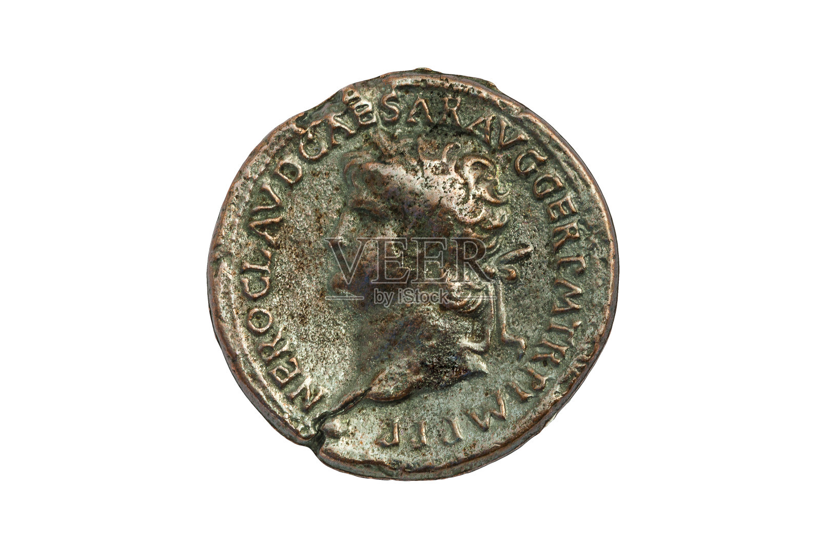 罗马皇帝尼禄的青铜罗马塞斯特提乌斯硬币照片摄影图片