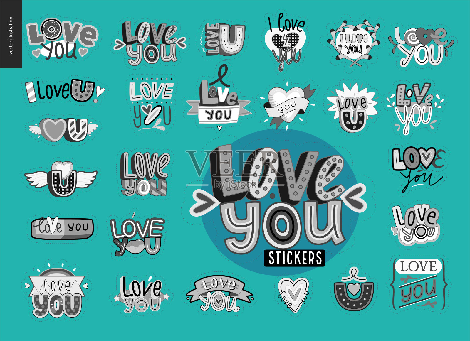 一套当代少女爱你的字母标志设计元素图片