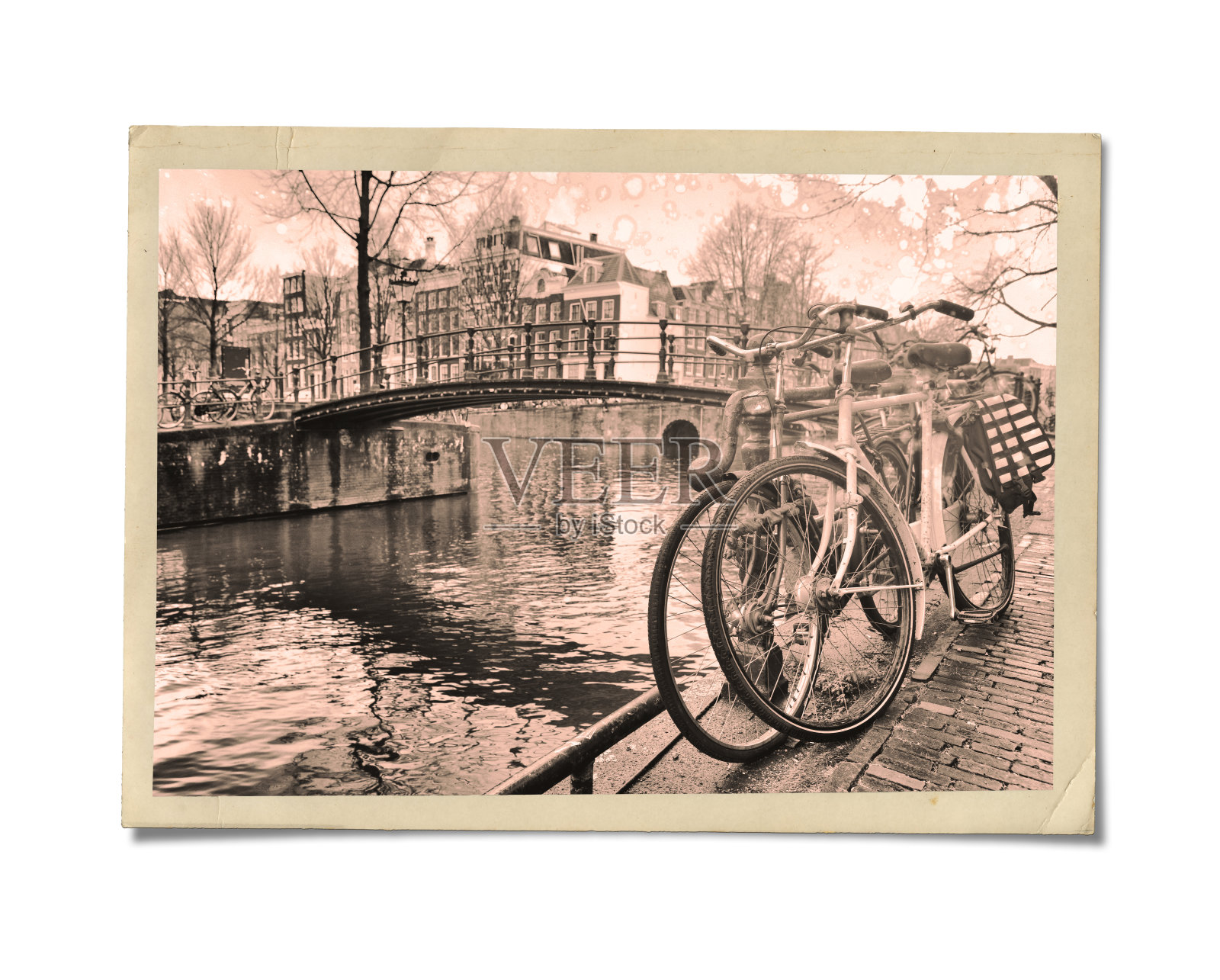 阿姆斯特丹老照片。孤立在白色背景。照片摄影图片