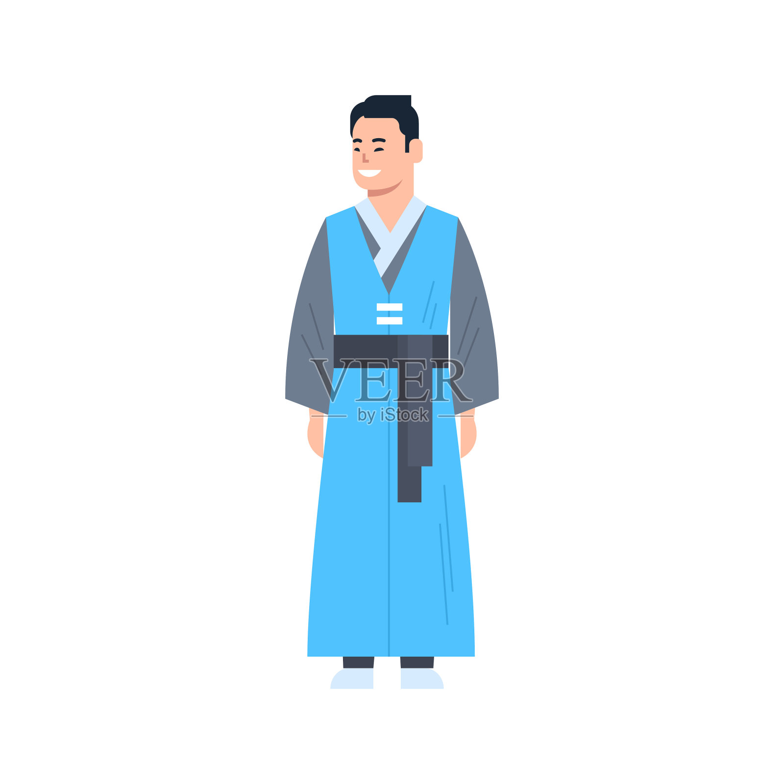 韩国传统服饰穿古装的人孤立的亚洲服饰概念插画图片素材