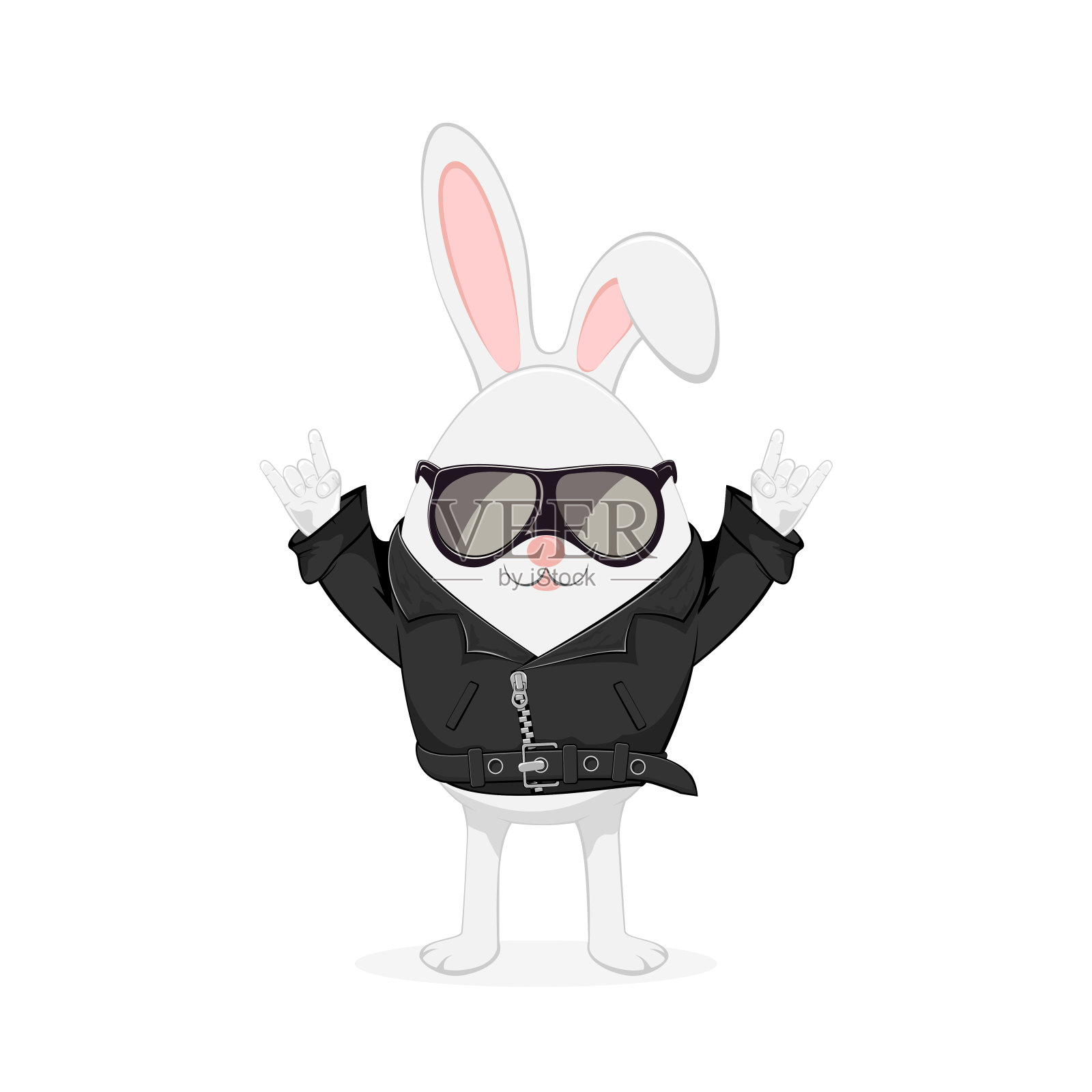 穿黑色夹克的复活节兔子设计元素图片