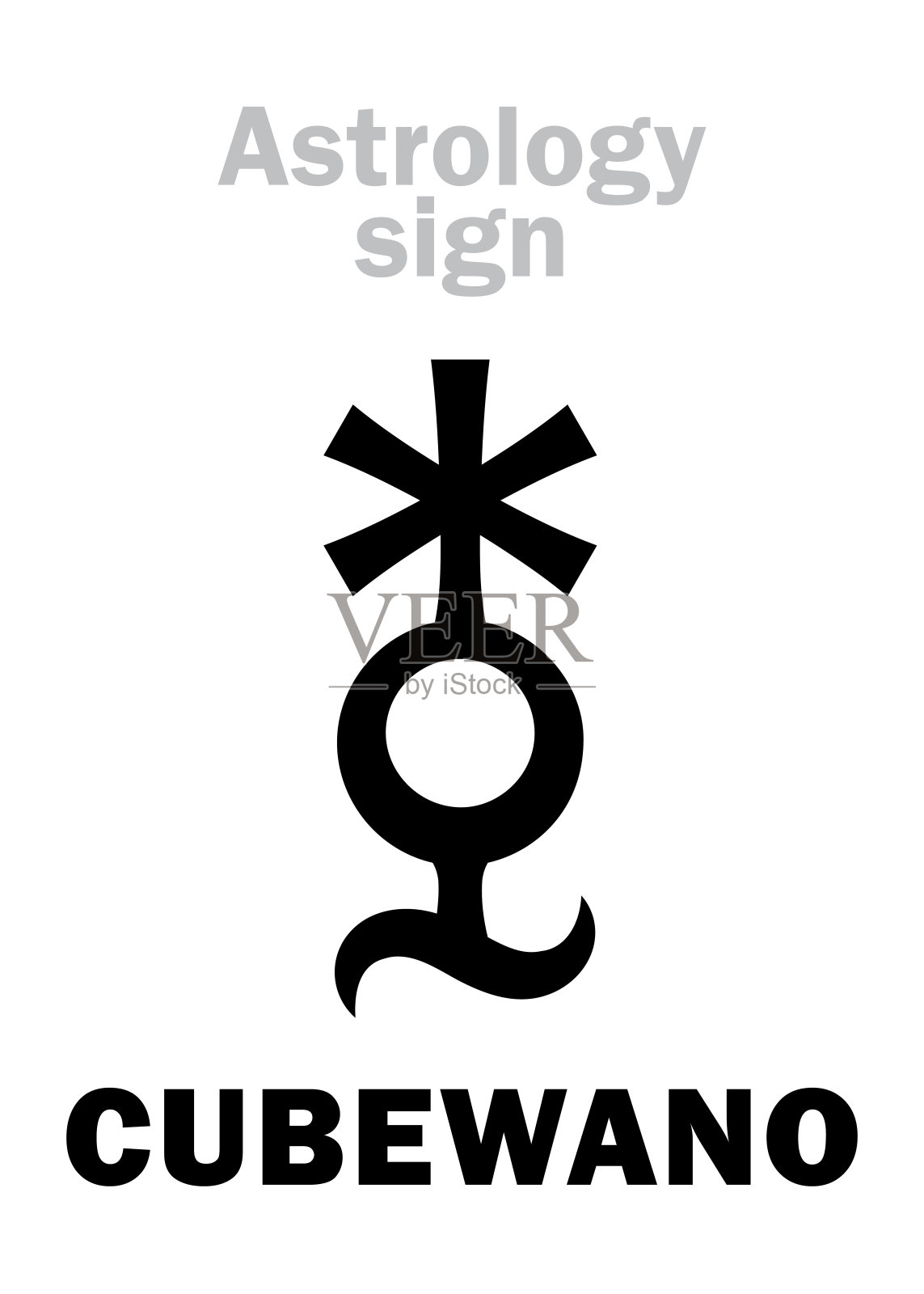 占星字母表:CUBEWANO (QB1)，超级遥远的行星。象形文字符号(单符号)。插画图片素材