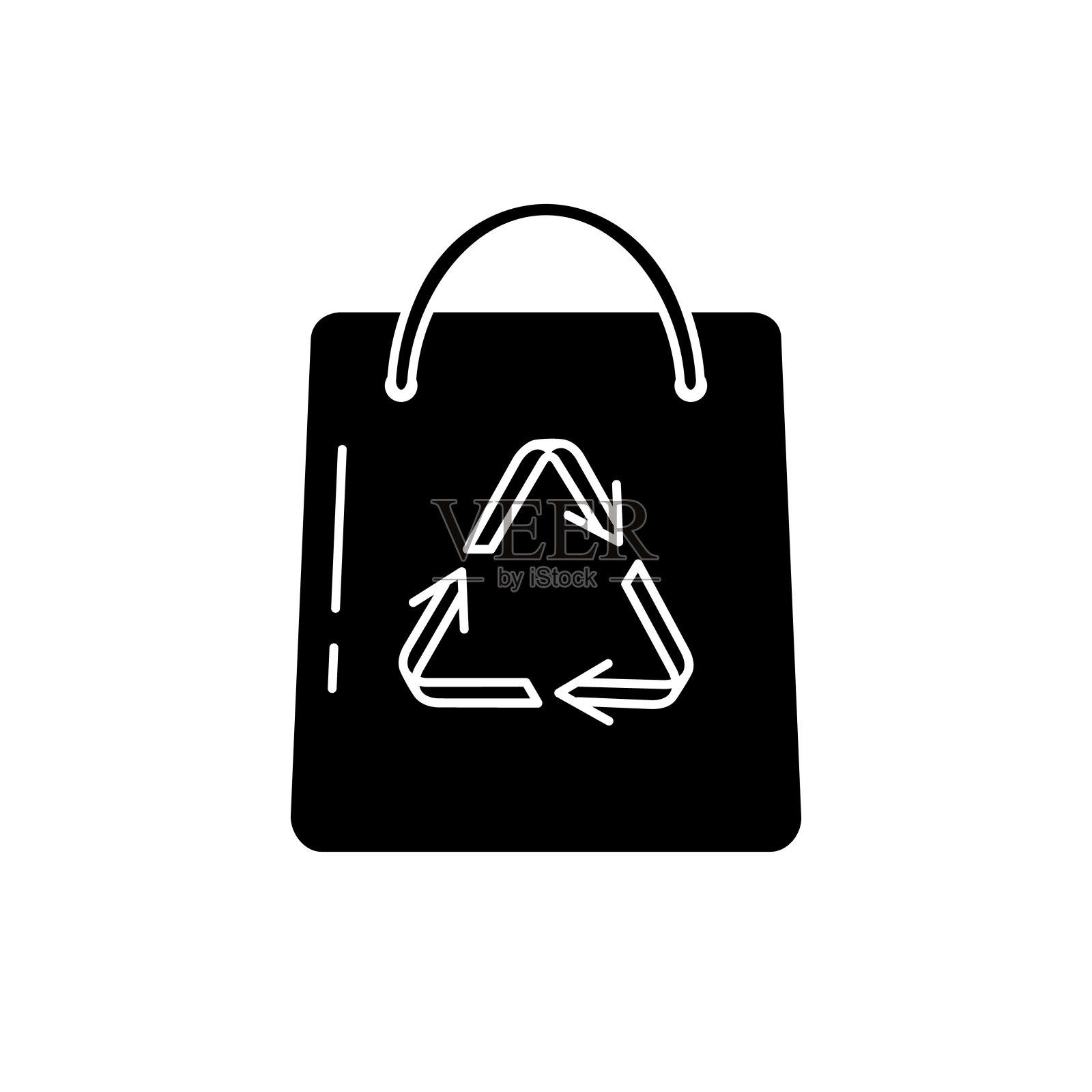 购物袋剪影图标在平的风格。图标素材