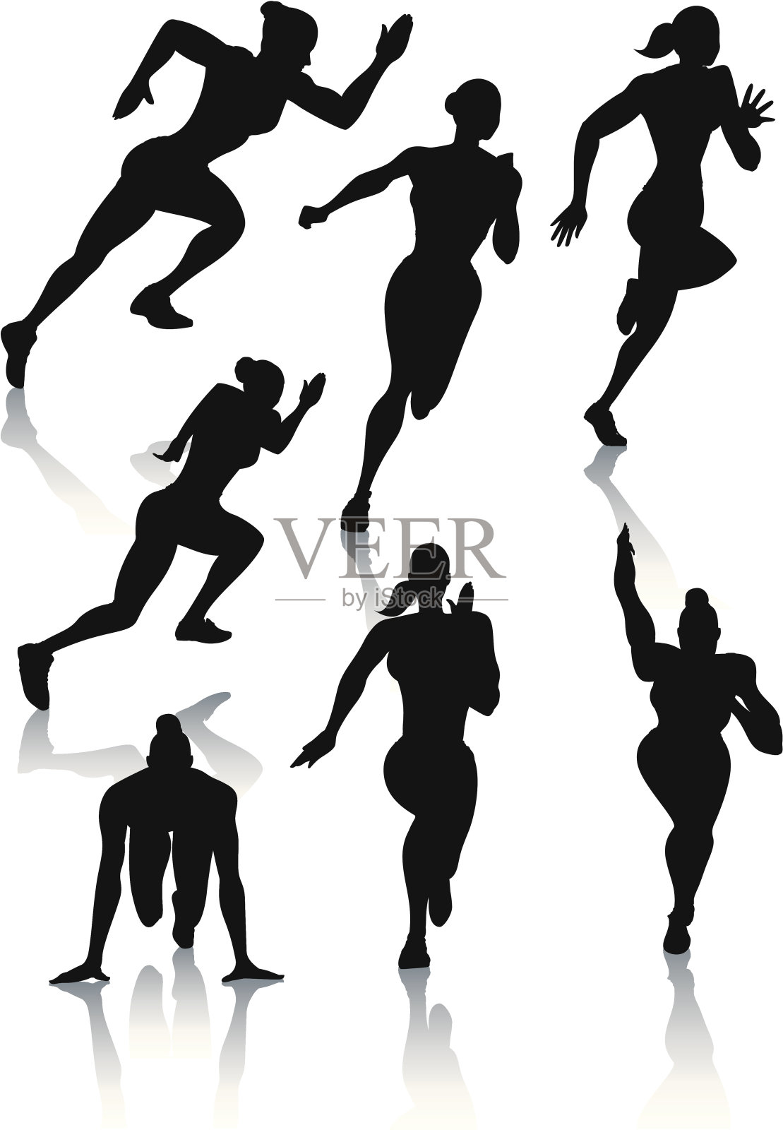 女人跑步的剪影插画图片素材