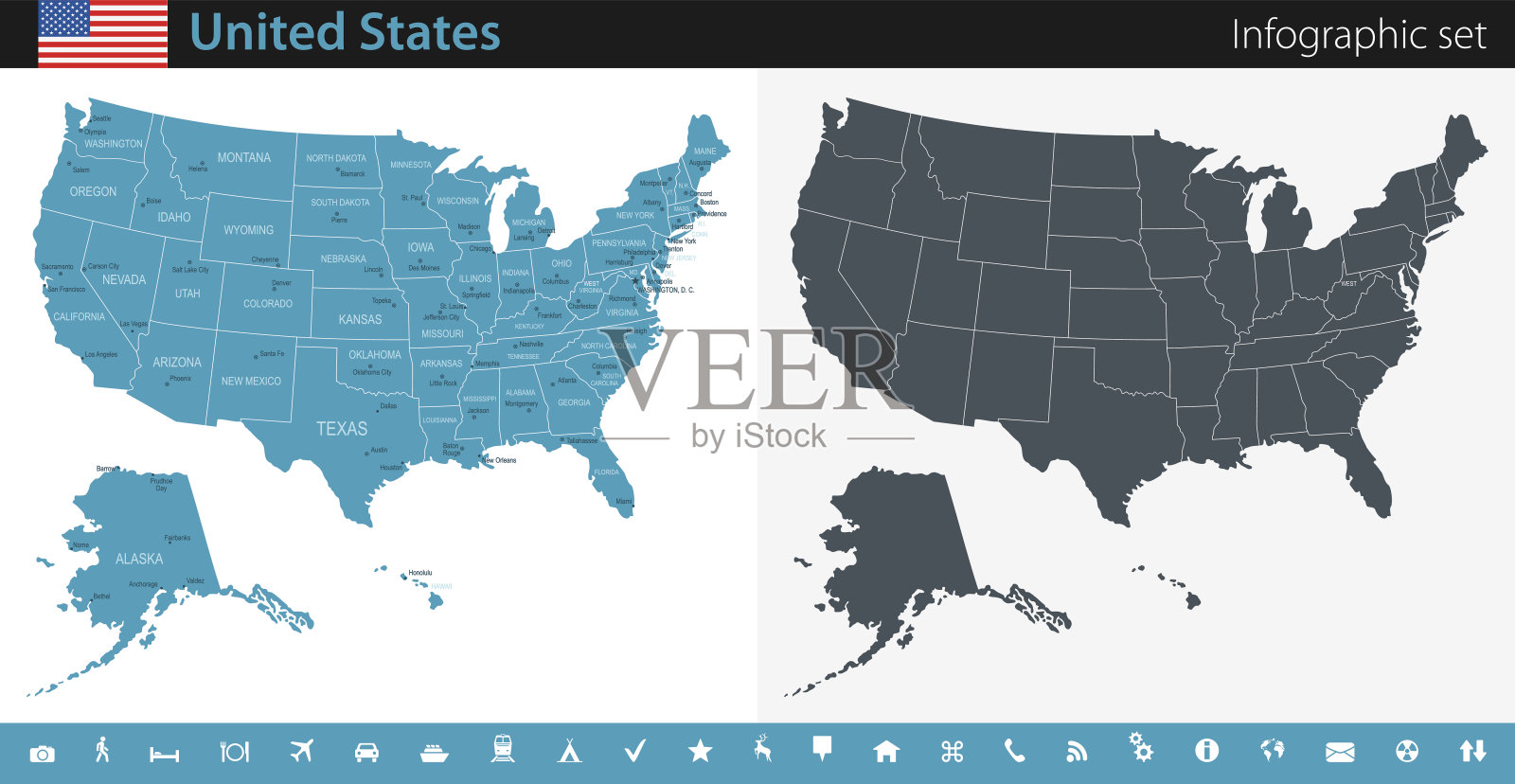 美国地图-信息图表集插画图片素材