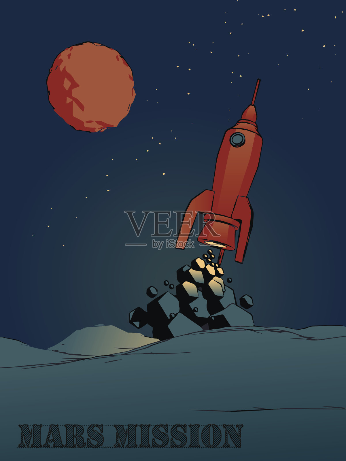 火星任务的海报插画图片素材