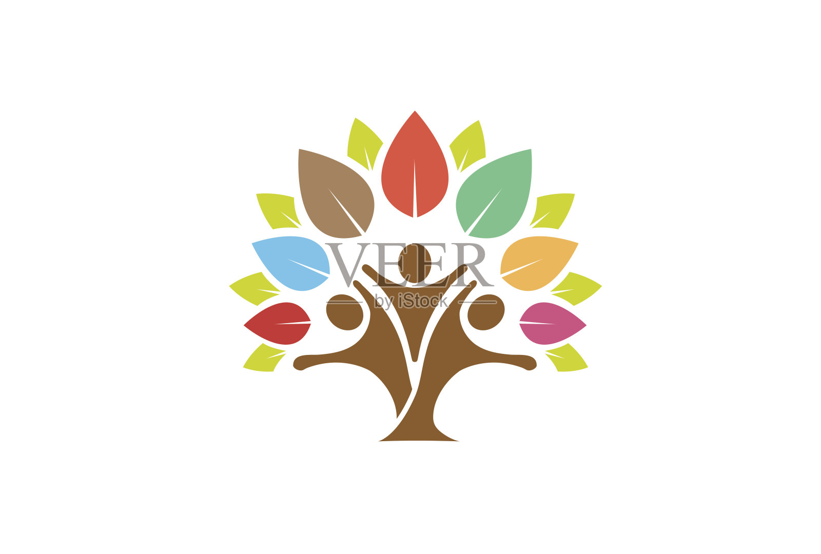 彩色树家族符号设计设计元素图片