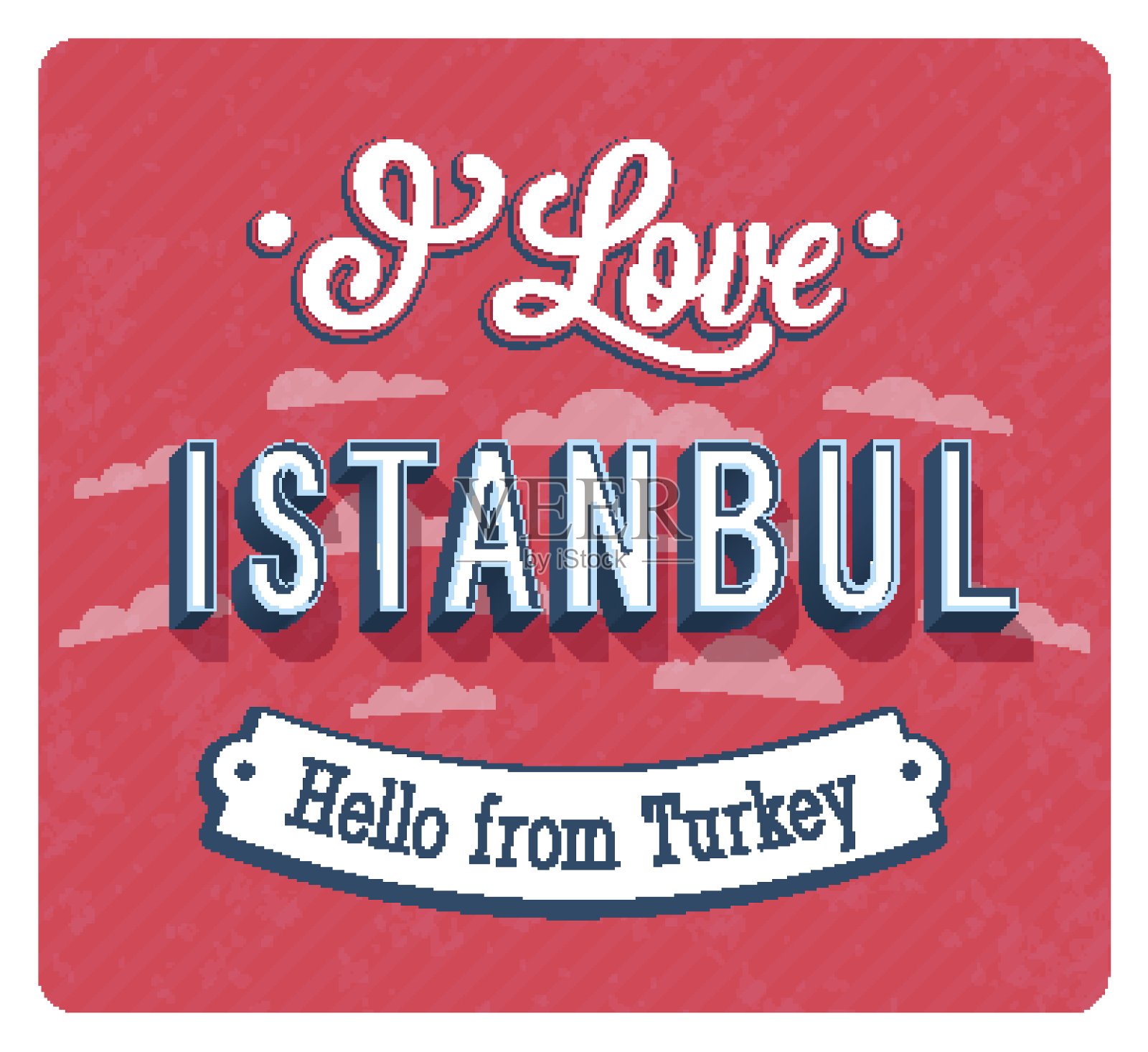 来自土耳其伊斯坦布尔的贺卡。插画图片素材