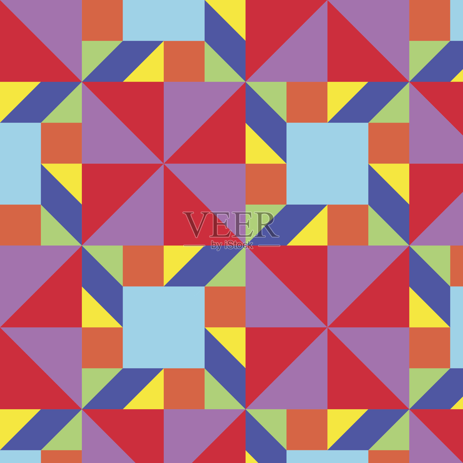 几何彩色图案(七巧板)(矢量)插画图片素材