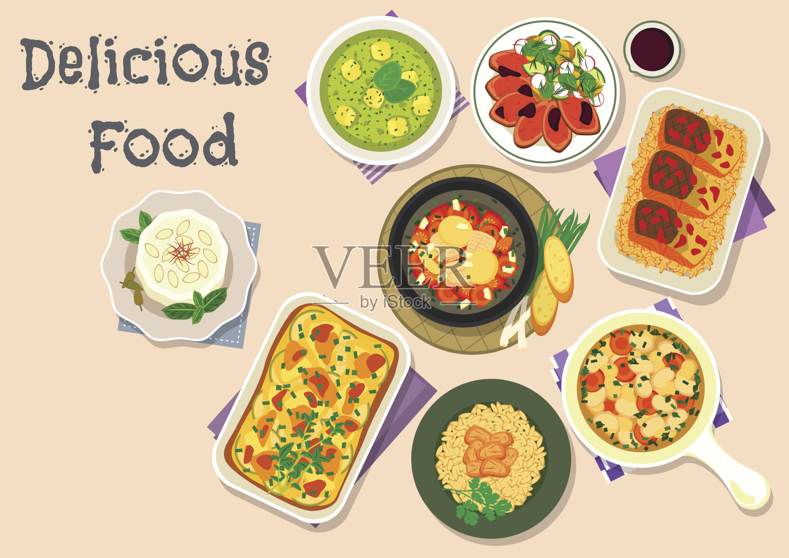 为健康食品设计的轻餐图标插画图片素材