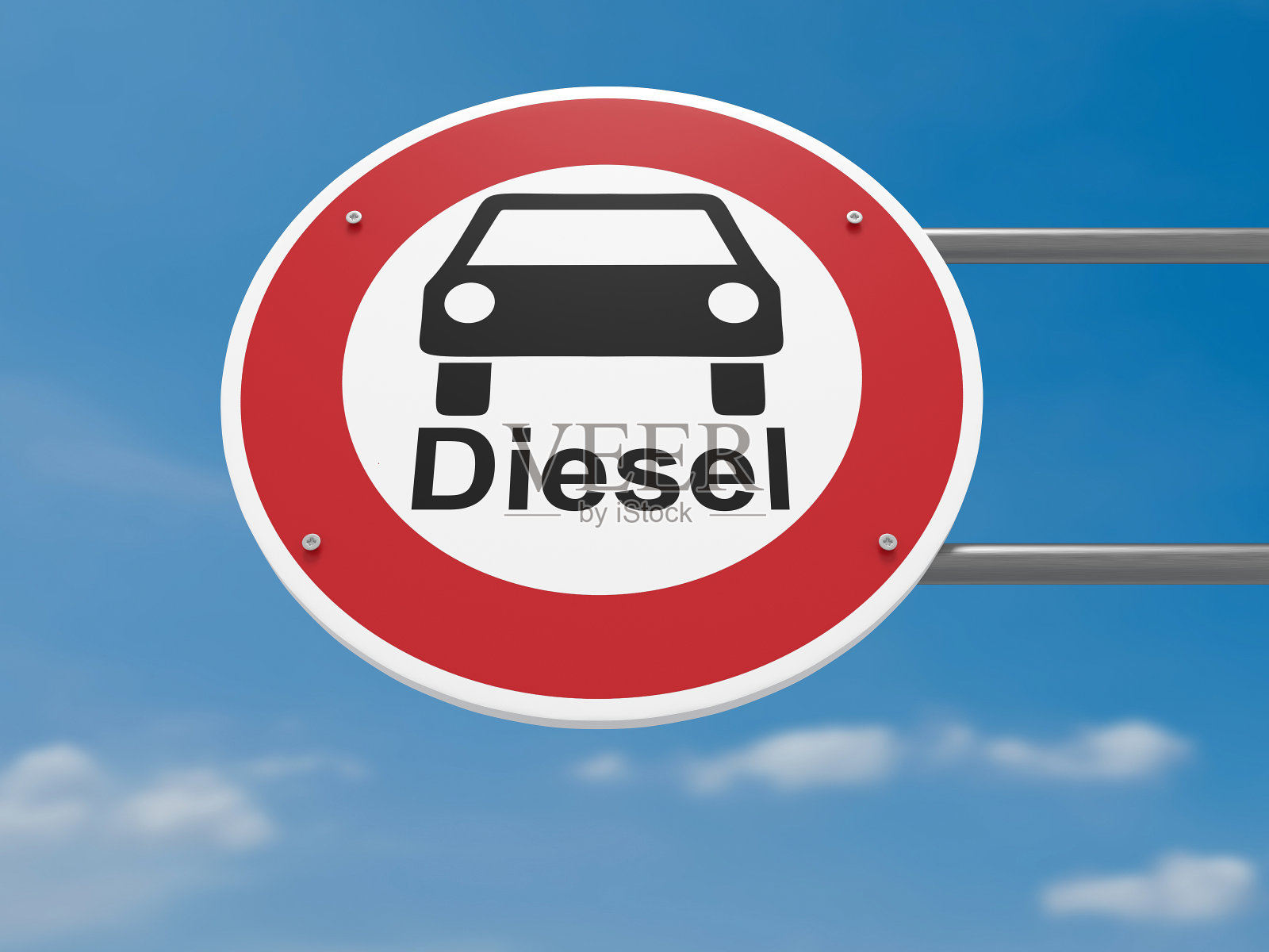 德国交通标志环保理念:柴油车禁止驾驶，3d插画插画图片素材