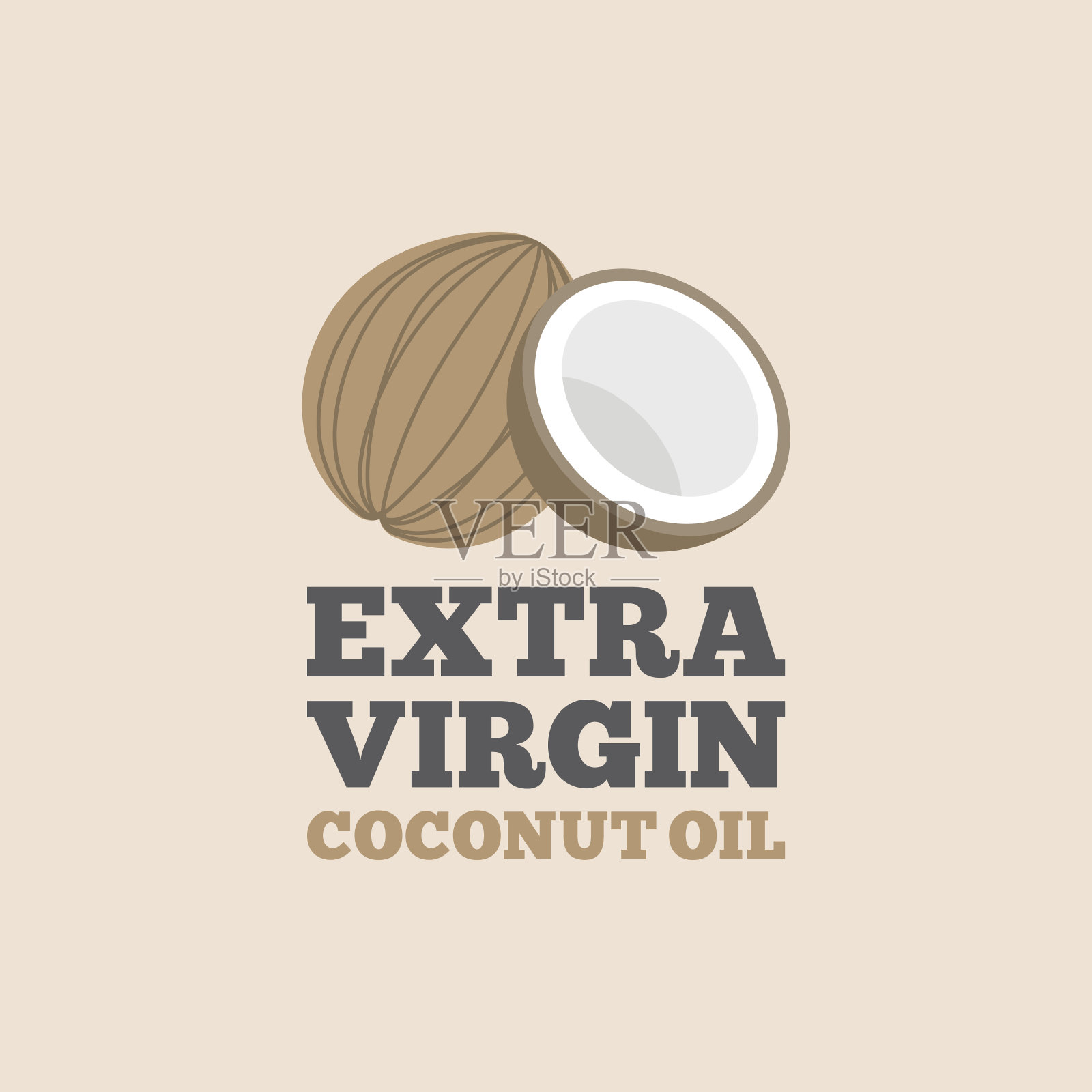 椰子标志，标题特级初榨椰子油插画图片素材
