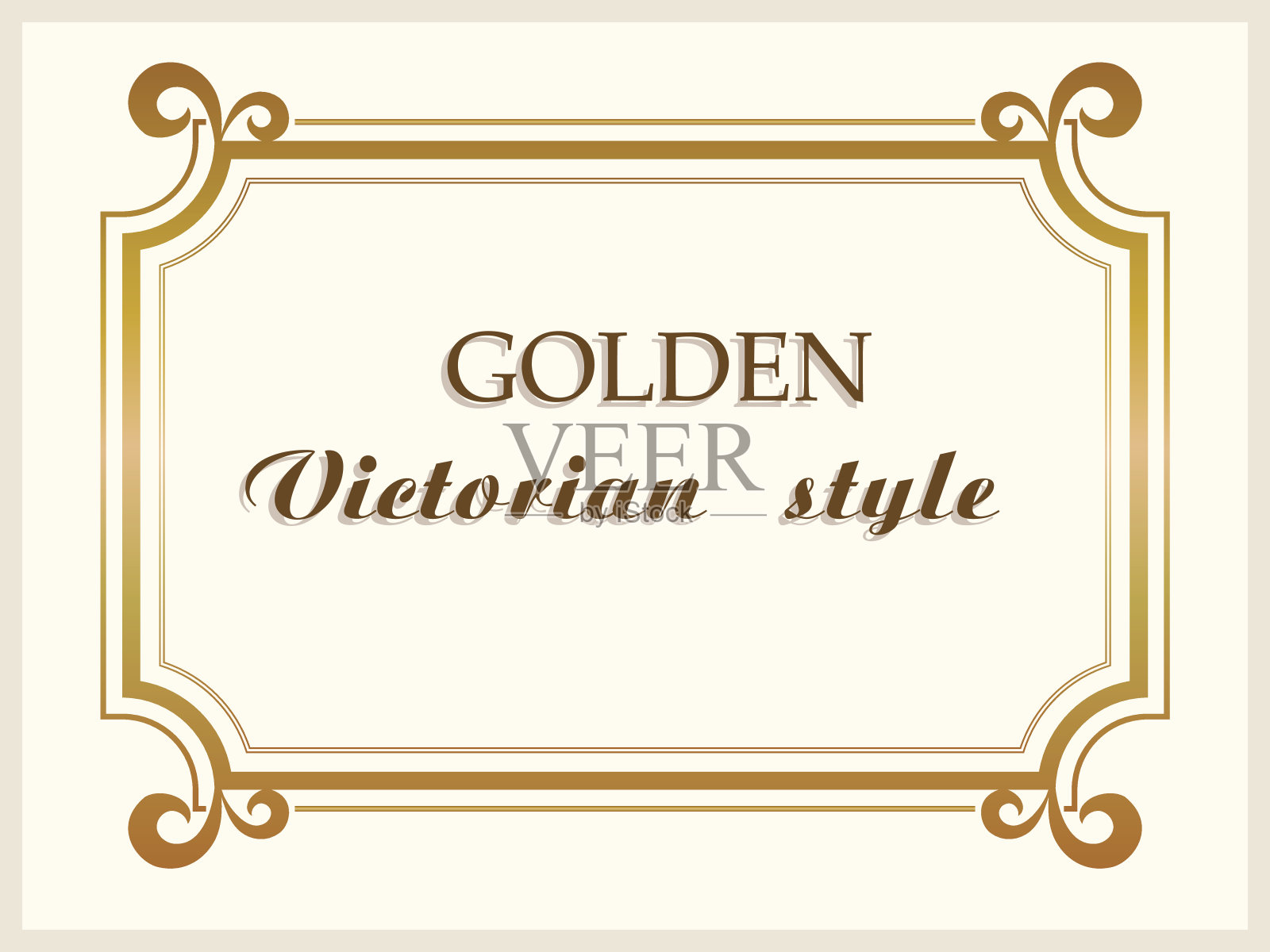 金框奢华维多利亚风格，花边装饰。向量插画图片素材